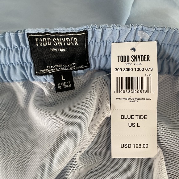 Todd Snyder Swim Trunks Men's Size Large Elastic Waist 5" Inseam Beach Blue NWT - Picture 6 of 9